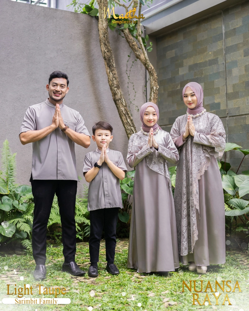 Product image Maetha - Sarimbit Keluarga Lebaran Gamis Koko Couple Nuansa Raya Series Light Taupe XS / X8S Koko Anak