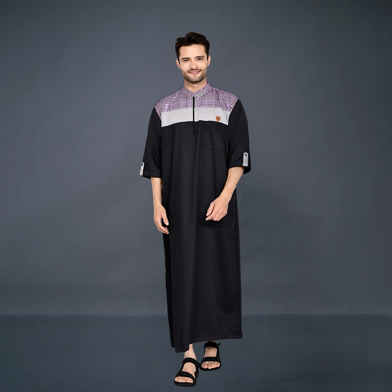 Product image Kawan Muslim - Baju Gamis Muslim Pria Ikhwan Dewasa Bahan Katun Premium Motif Flanel M HITAM