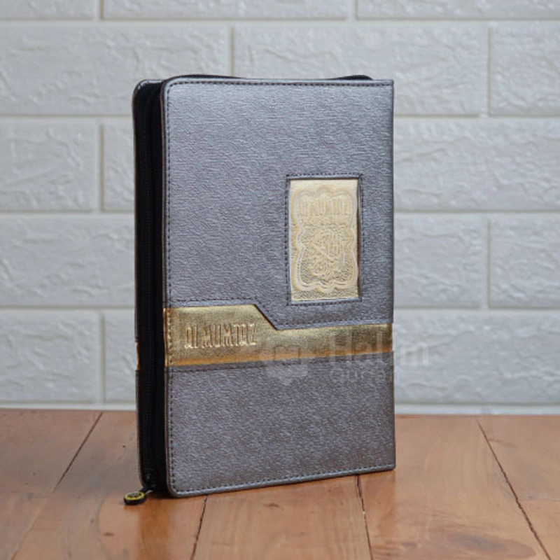 Product image Halim Quran - AL MUMTAZ TAJWID A5 REST TAMBAH CUSTOM NAMA TANPA PO A5 ABU-ABU