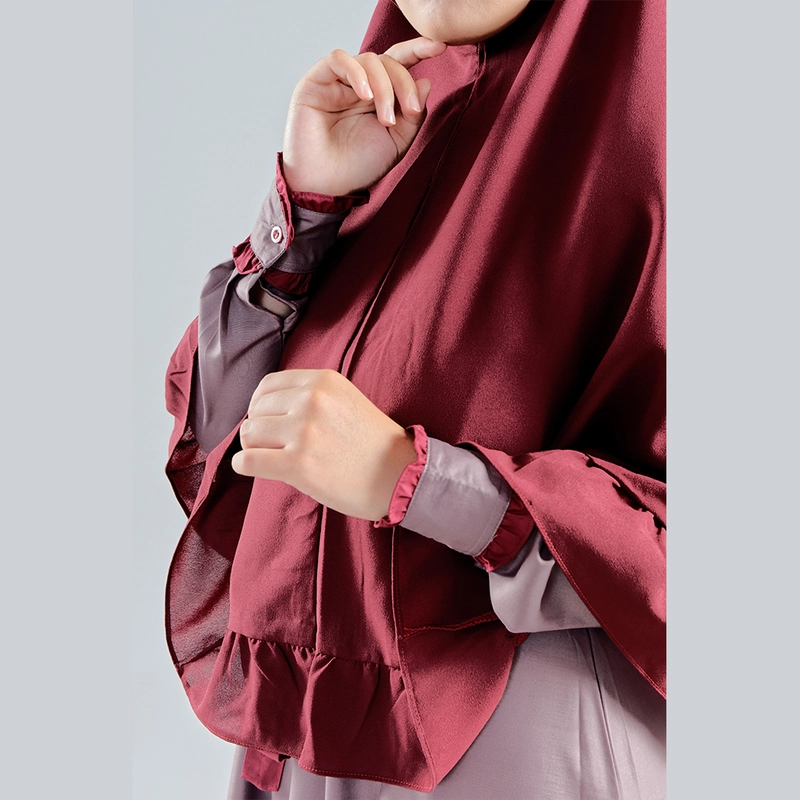 Product image MOSCOU - Baju Busana Dress Gamis Wanita Set Khimar Hijab Muslim Muslimah Syari Syar'I Remaja Ibu Busui Dewasa Simple Simpel Elegan Casual Lebaran Terbaru Kekinian Katun Toyobo Premium Adem Lembut Deep Mauve Merah Maroon Motif M Mauve Maroon