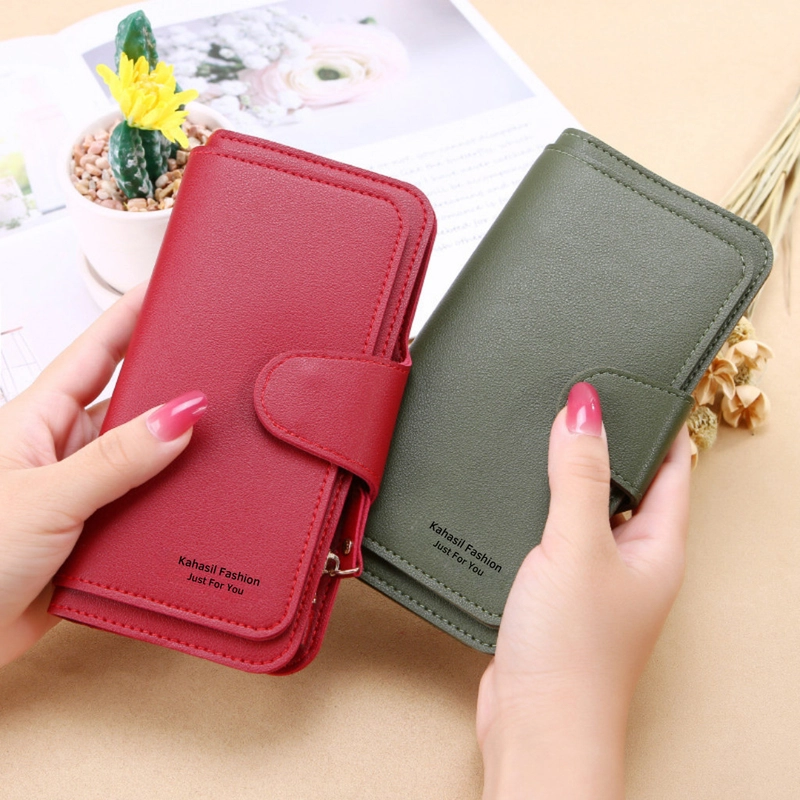 Product image KAHASIL - Dompet Lipat Wanita Panjang Kulit PU Leather KHDP25 all variant Abu-Abu