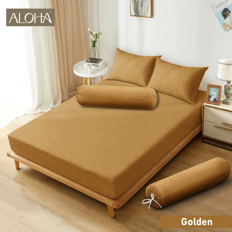 Product image Dylan 19 [TA] - Sprei Aloha Polos Emboss Tinggi 20cm 180x200 Golden