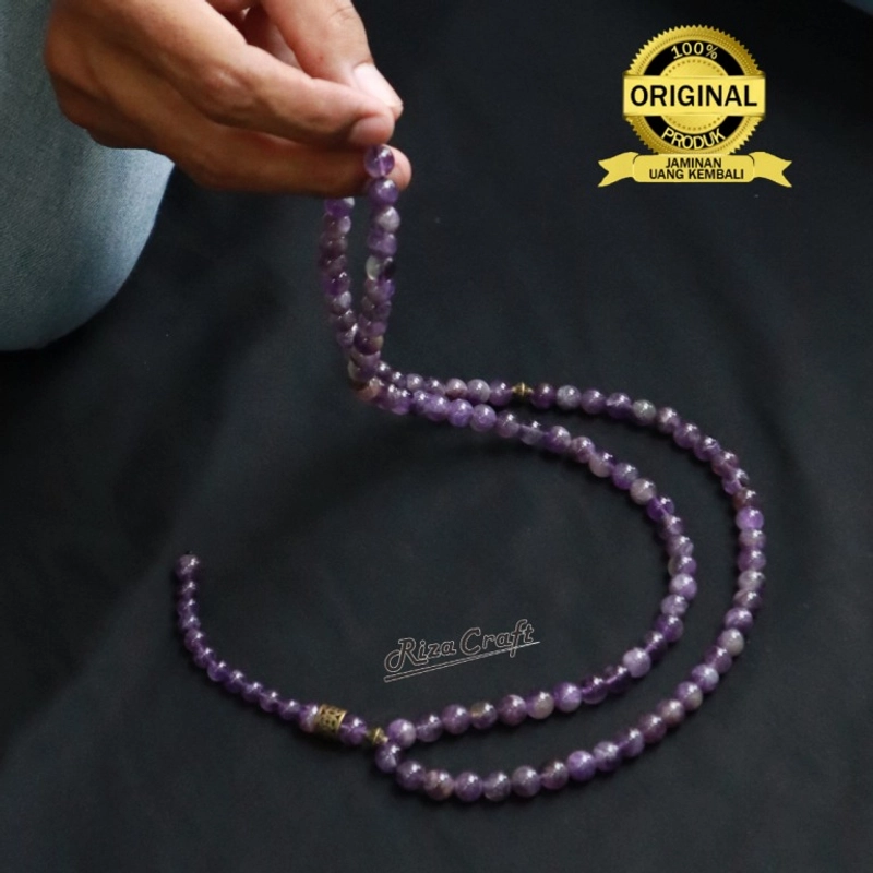 Product image Riza Craft - Tasbih Batu Akik Kecubung Ungu ASLI Original 99 Butir 99 Butir Ametis