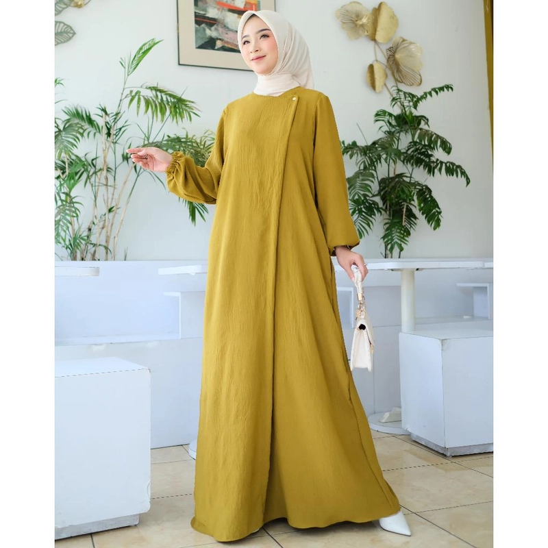 Product image MEQA DAILY - MEGA DAILY - Gamis Maryam Dress Simple Lebaran Kekinian Hyget Super 1058 Kuning