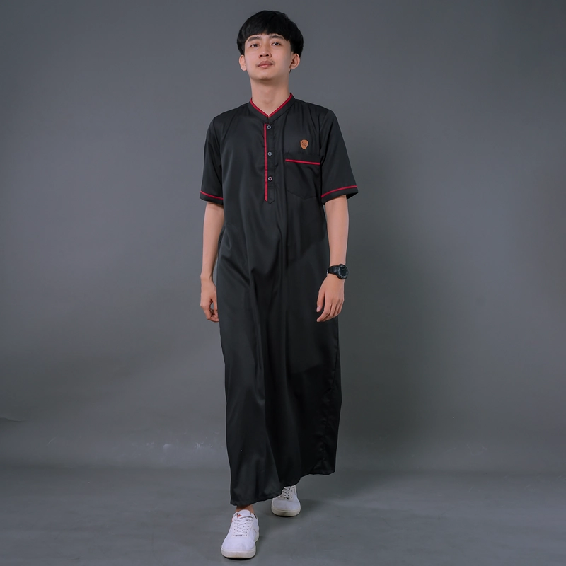 Product image Kawan Muslim - Jubah Gamis Pria Dewasa Lengan Pendek Bahan Toyobo Premium (KM14) M HITAM