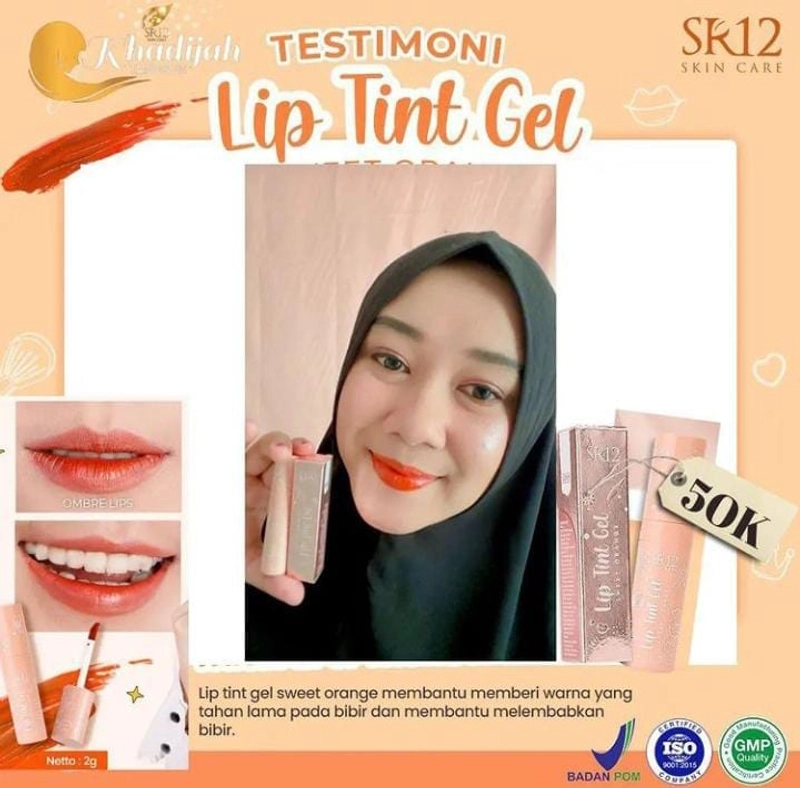 Product image SR12 Liptint Gel Sweet Orange Natural Finish Melembabkan Dan Menutrisi Bibir 2g Sweet Orange