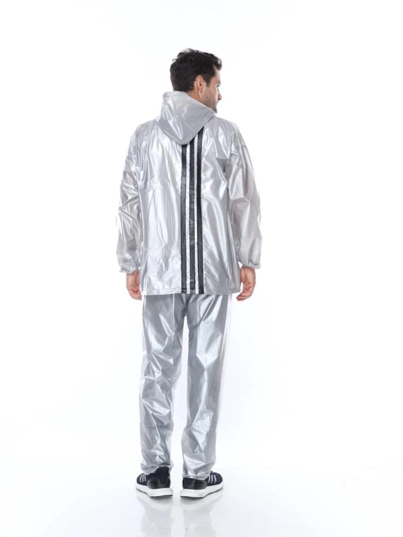 Product image 4zima - Bromo 3G Jas Hujan Setelan Dewasa Strip Saku All Size Silver