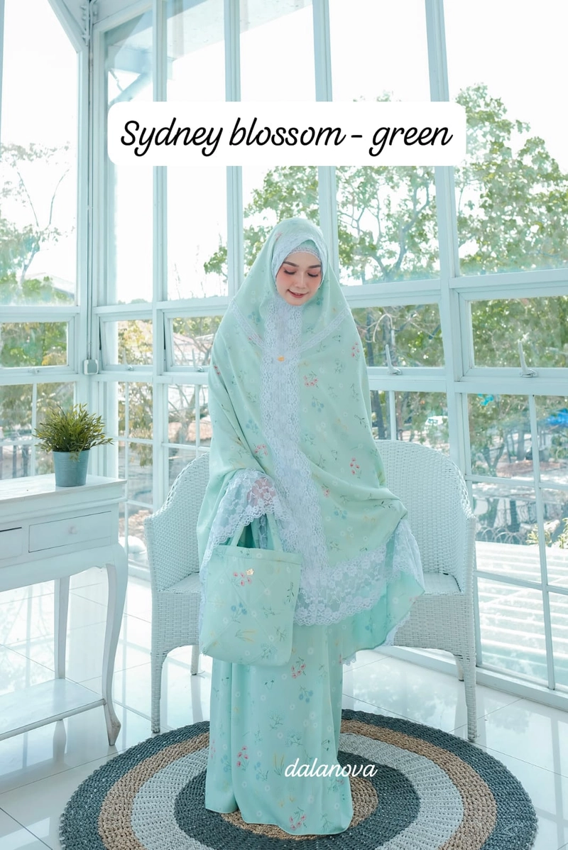 Product image AL Irsyad Store - MUKENA DALANOVA SIDNEY BLOSSOM Free Parfum Mymozza JUMBO GREEN