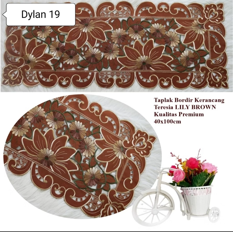 Product image Dylan 19 [TA] - Dylan 19 - Taplak meja tamu kerancang 100x40cm 100x40cm Lily brown