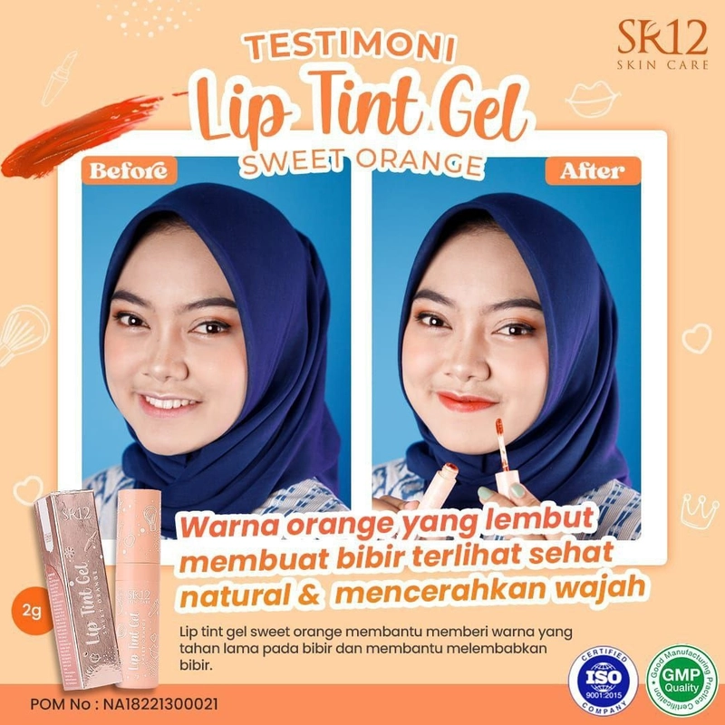 Product image SR12 Liptint Gel Sweet Orange Natural Finish Melembabkan Dan Menutrisi Bibir 2g Sweet Orange