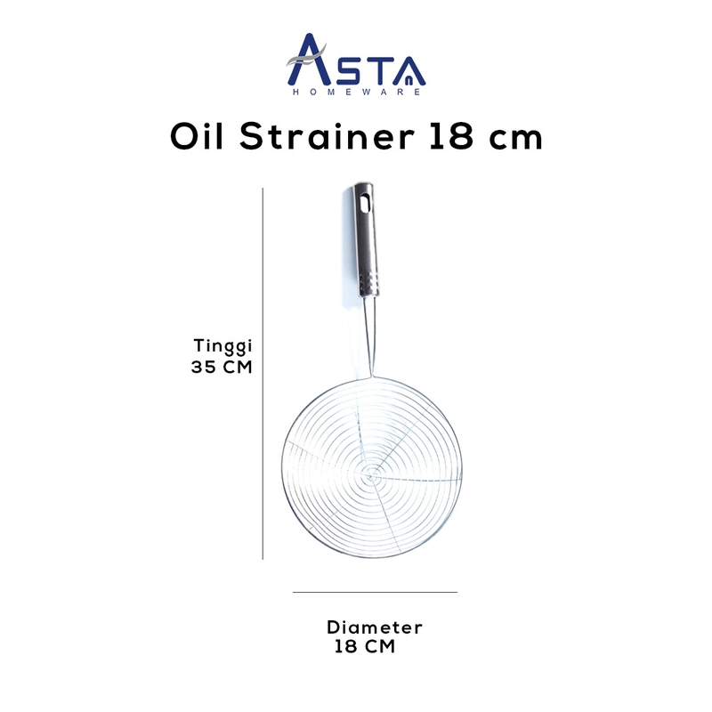 Product image Asta Saringan Minyak Goreng Stainless Steel Tirisan Size 18cm