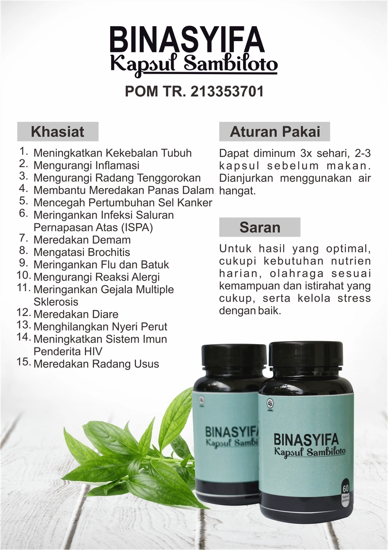 Product image KAPSUL SAMBILOTO Binasyifa Menormalkan Gula Darah Meningkatkan Imun Tubuh Menambah Daya Tahan Tubuh 60 kapsul Herbal