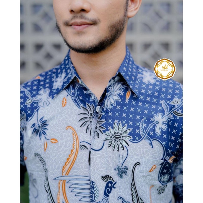 Product image Rambe Batik Indonesia - Couple Tunik Laksha Biru Modern dan Exclusive Kemeja Saja Size M Laksha Biru