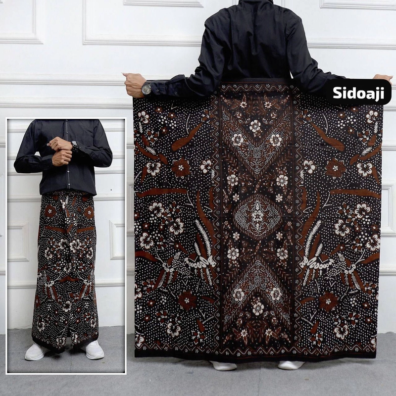 Product image Batik Alfin - Sarung batik pria dewasa motif sidoaji model terbaru bagus banget nyaman di pakai Sarung dewasa Sidoaji hitam