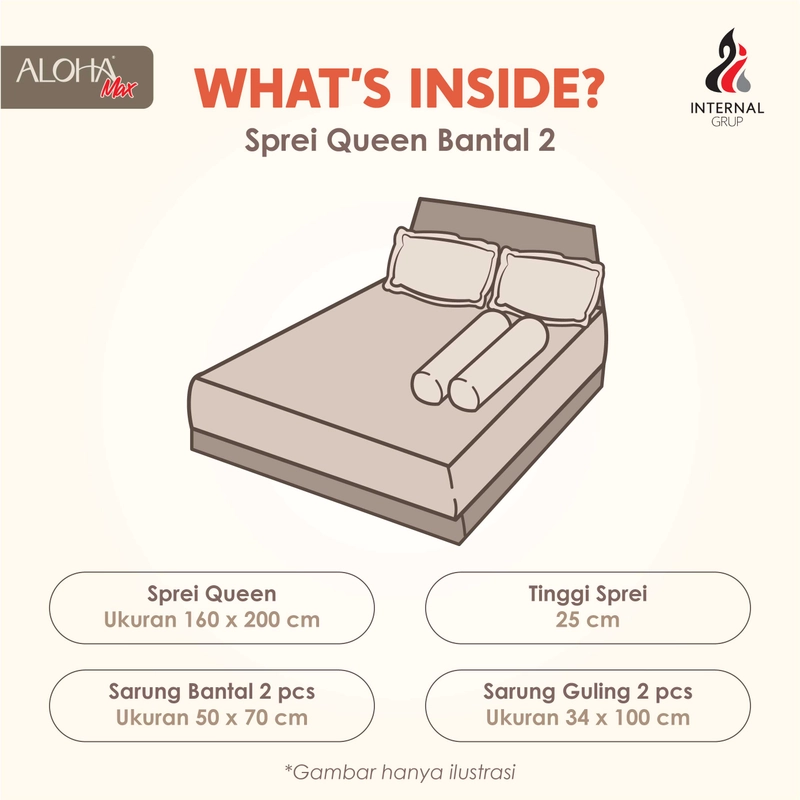 Product image LADY ROSE OFFICIAL - Aloha Max x Ayu Ting Ting Sprei Prata 160x200x25 Queen Bantal 2