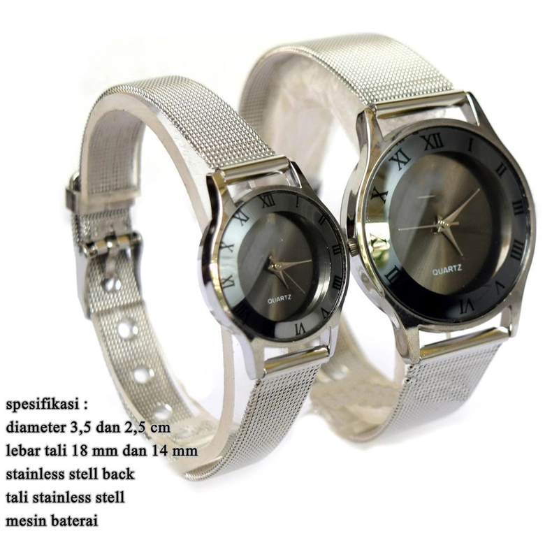 Product image Lanc Fashion - jam tangan Pasangan Stainless Crome Pasir Harga sepasang warna BLACK