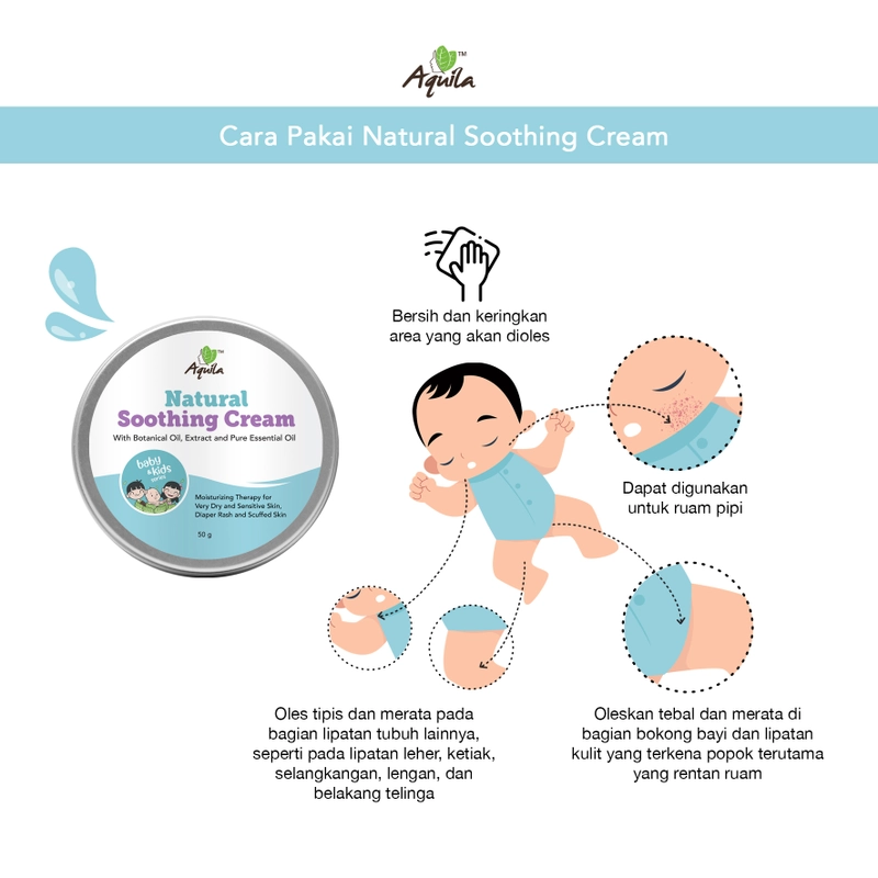 Product image Aquila Natural Soothing Cream/Diaper Rash/Krim Ruam Popok/Biang Keringat 50gr all skin type