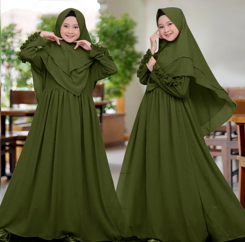 Product image Astro - Gamis Syari Anak Tanggung AZAFS 11 SD 13 THN Army