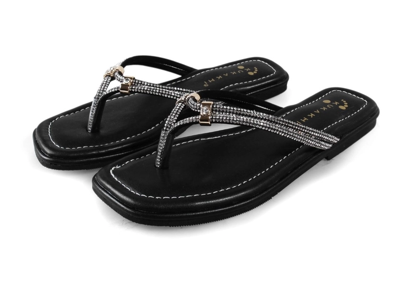 Product image RENINE - Sandal Wanita Flat Kekinian Saphire Hitam 36 Hitam