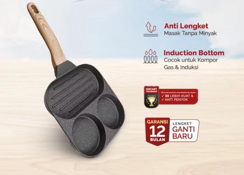 Product image Rizki Electronics - cypruz egg pan granite diecast wajan anti lengket 4 lubang Grey