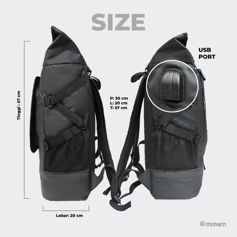 Product image Thobach official - THOBACH Backpack Anti Air Waterproof WARWICK 500 gr Black