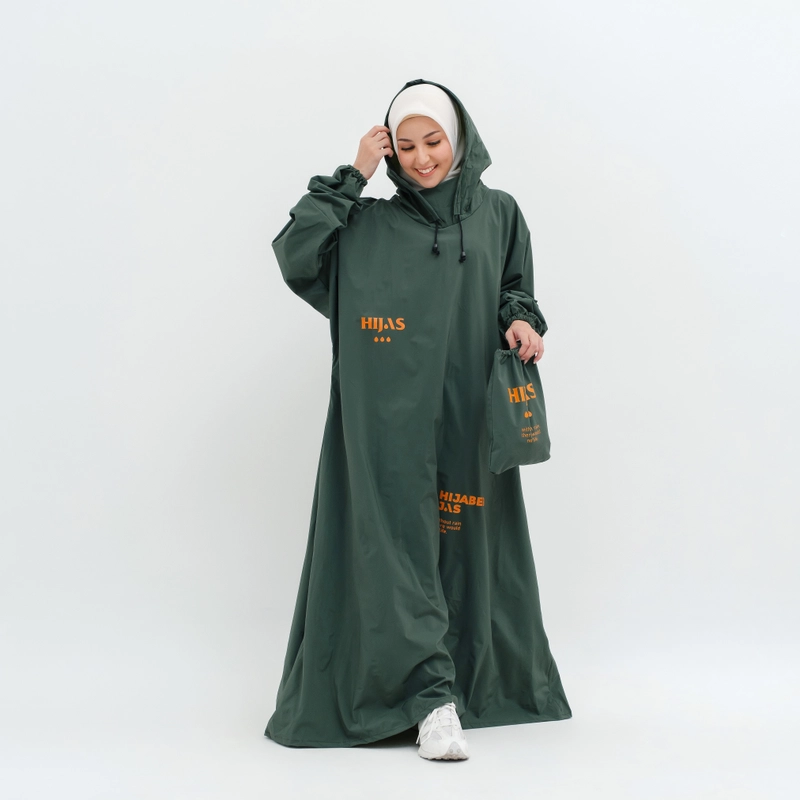 Product image South Legend - Jas Hujan Gamis Wanita Muslimah Premium Zipper by Hijas ALLSIZE FIT TO 2XL ARMY NON ZIPPER