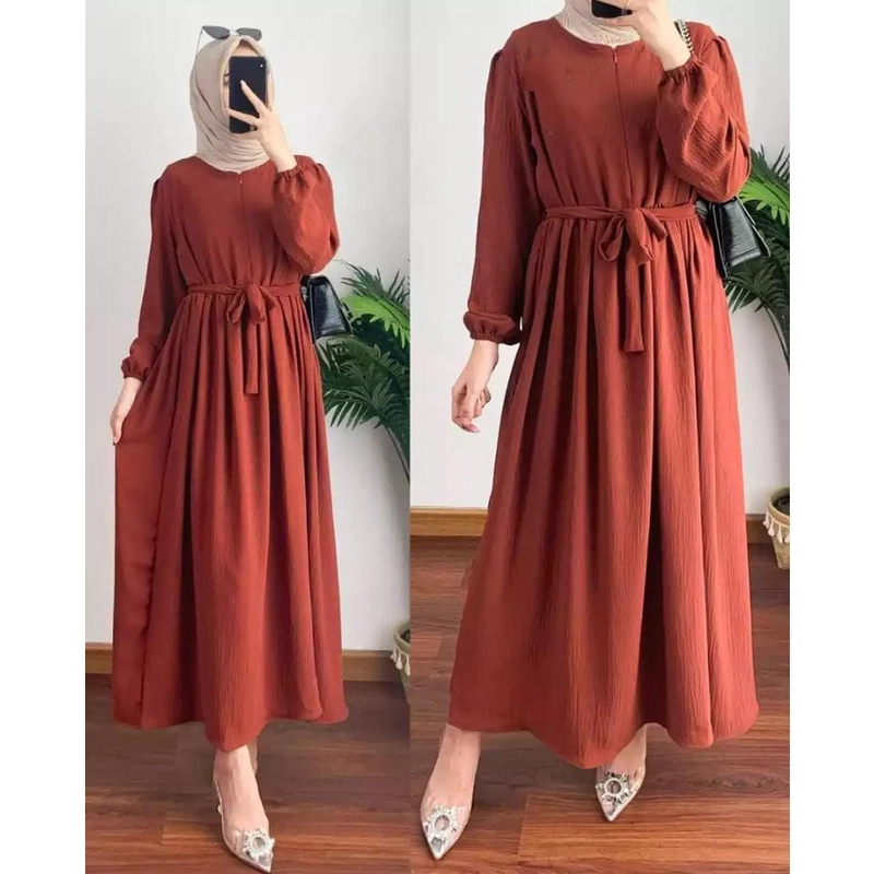 Product image HijabOutfit - Gamis Midi Dress Liana Crinkle Airflow M Teracota