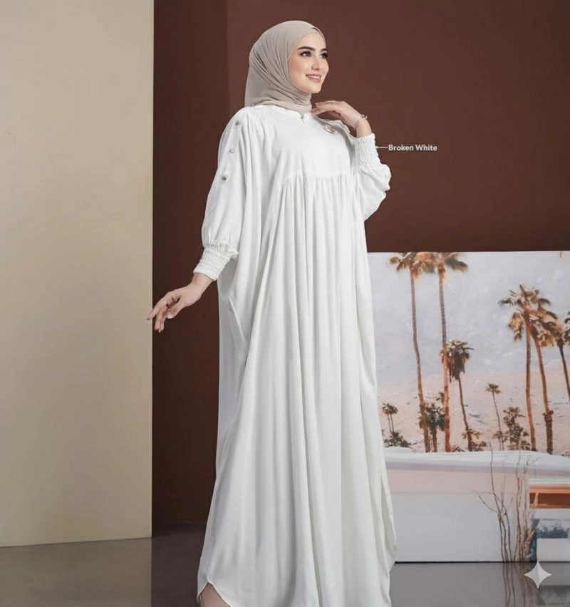 Product image Khisna collection - Abaya Batwing Naumi no hijab jumbo Jumbo White