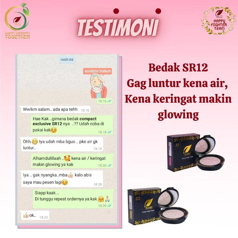 Product image SR12 Herbal Skincare - Exclusive Compact Powder Natural dan Sheer Pink Bedak Padat Long Lasting Full Coverage 14gr Sheer Pink