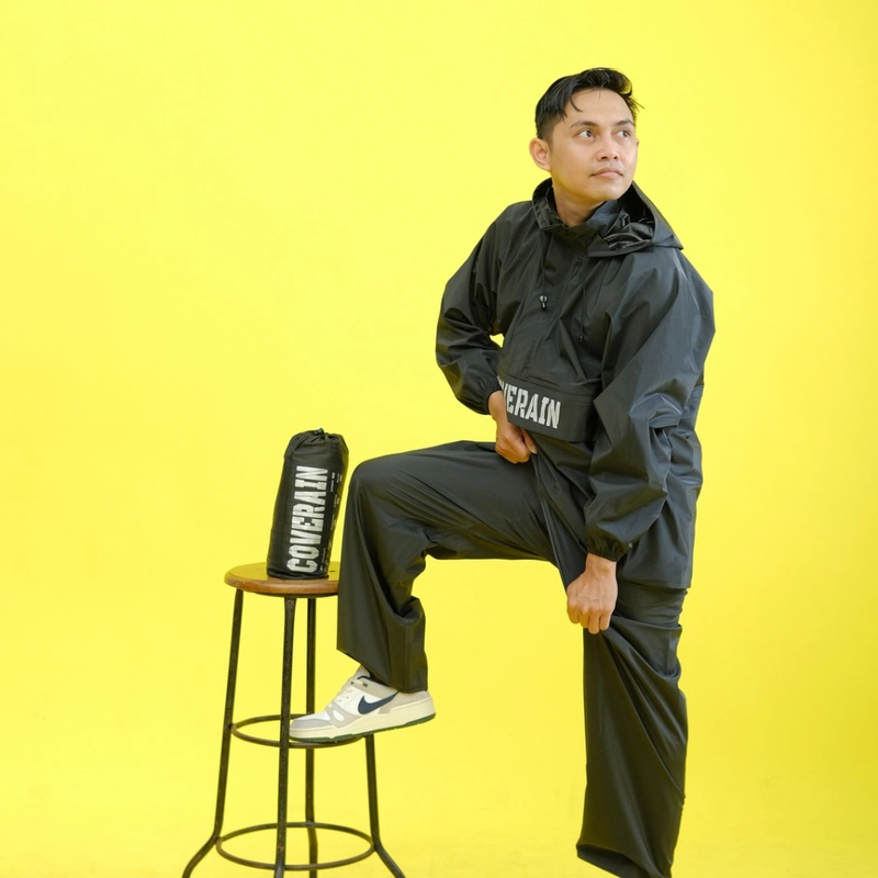 Product image Coverain - Coverain - Jas Hujan Coverain Kangguru Premium Standar Hitam