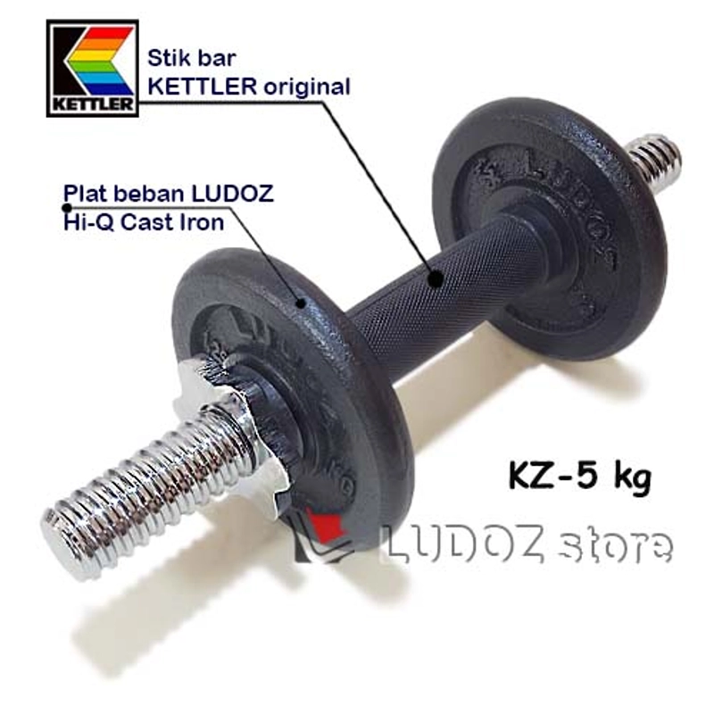 Product image LUDOZ Store - Paket dumbell Set KZ 5kg stick KETTLER karet barbel stik barbell 5 kg LUDOZ 5000 Hitam