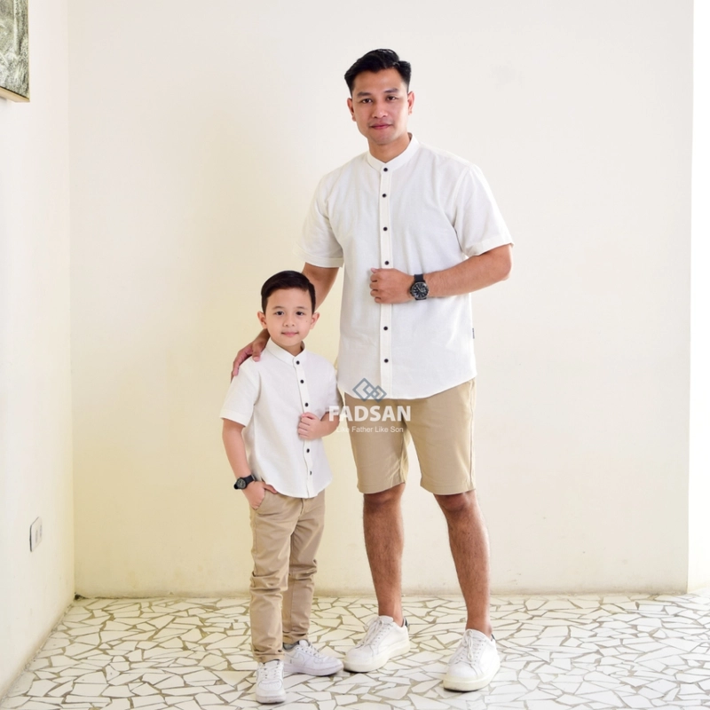 Product image FADSAN - Kemeja Ayah dan Anak Polos Lengan Pendek Warna Broken White - Tufy Series SIZE BAYI NO.1 TUFY BROKEN WHITE
