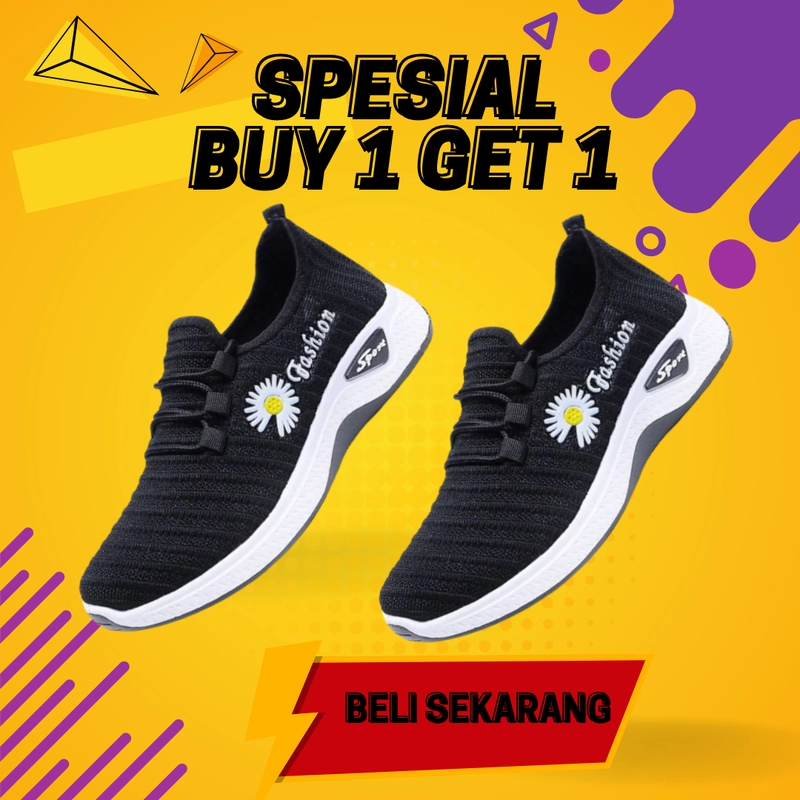 Product image Koekita - Buy 1 Get 1 Sepatu Kets Sneakers Wanita Fashion IMP-01 37 HITAM