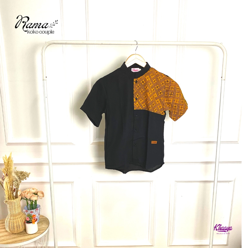 Product image Koko Anak Motif Batik Lengan Panjang dan Lengan Pendek Hitam Blue Denim Maroon Milo Lengan Pendek 1-2 Black