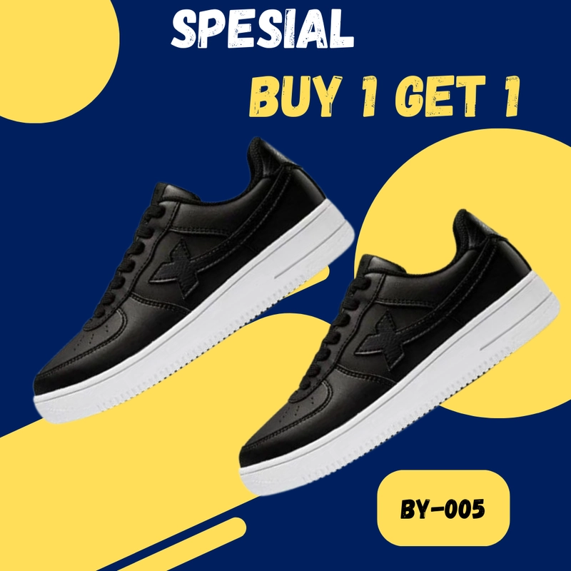 Product image Koekita - Spesial Buy 1 Get 1 Sepatu Kets Sneakers Pria Dan Wanita New Trendy Daily Fashion BY-05 36 HITAM