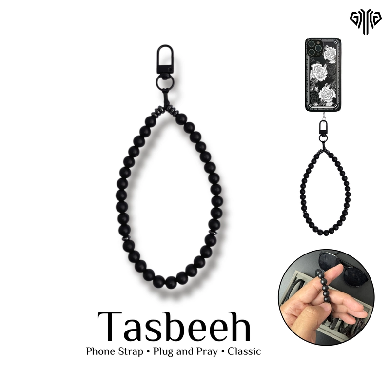 Product image GAWUNG - Strap Tasbih Gelang Handphone HP Classic 33 Butir Dzikir Keychain Aesthetic Simple HP33BL strap hitam