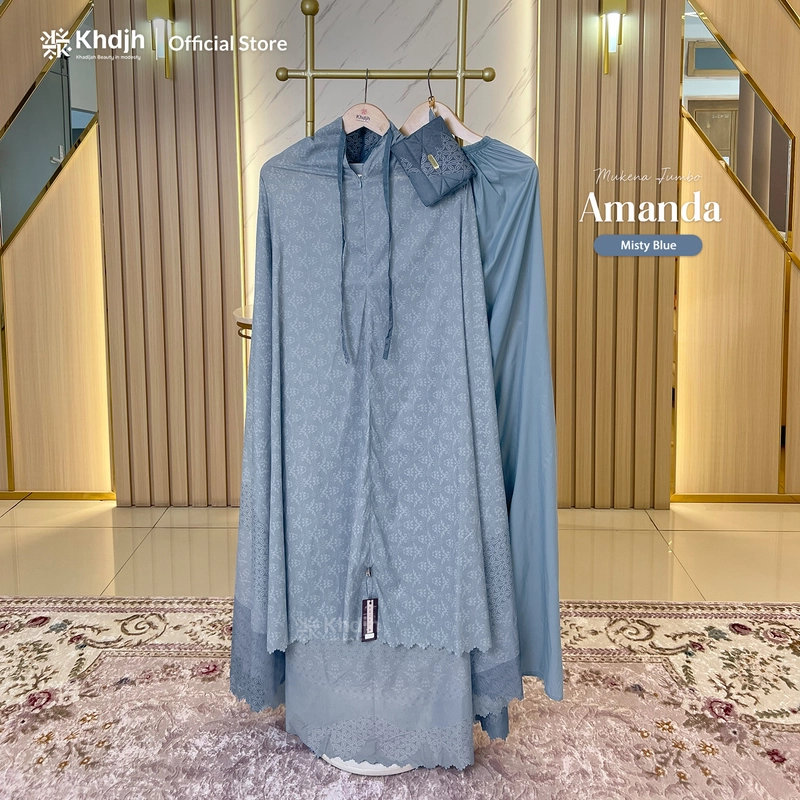 Product image KhadijahLabel - Mukena Traveling Mukena Parasut Mukena Premium Jumbo Motif 2 in 1 Amanda Jumbo Misty Blue