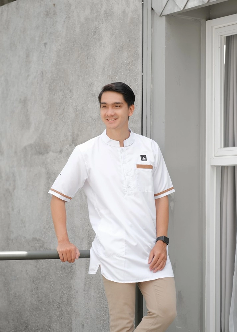 Product image 4zima - SB Abu Bakar Baju Koko Kurta Dewasa Modern Fit M White