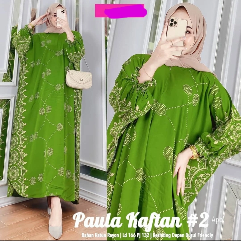 Product image BATIK KAFTAN PAULA 2 Allsize Hijau Pupus