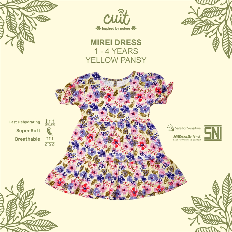 Product image KINTAKUN BABY X CUIT Dress Anak Perempuan Tangan Pendek Mirei - Pakaian Anak Bayi Wanita L (1-2 TAHUN) Yellow Pansy