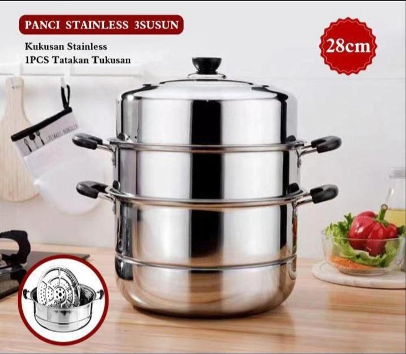 Product image Toko Mawar - Panci Stainless 3 Susun 4.000 Gr Silver