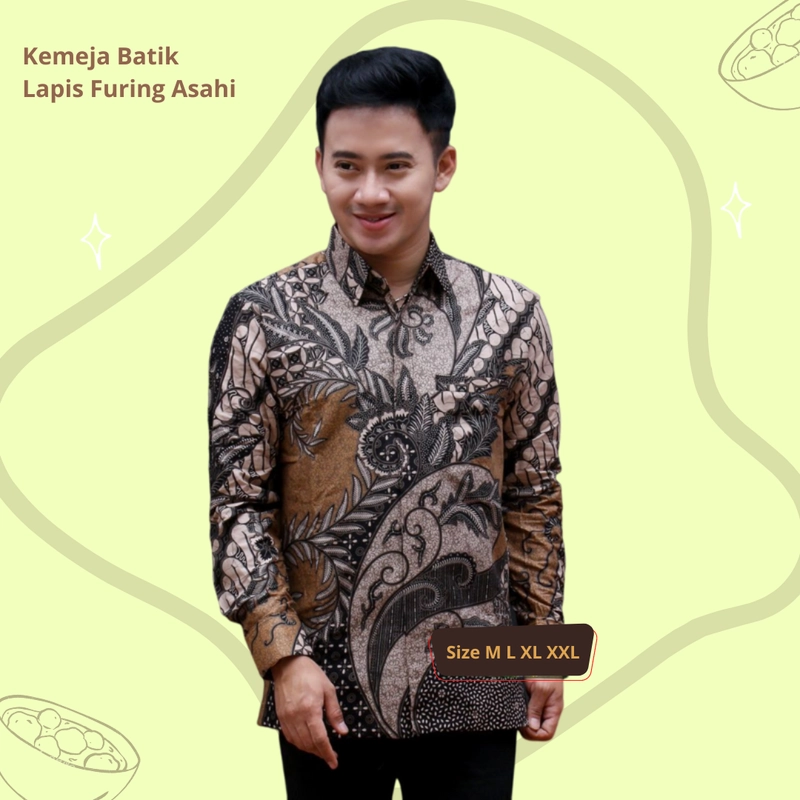 Product image Batik Kemeja Berlapis Furing KBF02 Kemeja Batik Lengan Panjang Bahan Katun ORI Berlapis Furing Asahi Size M C