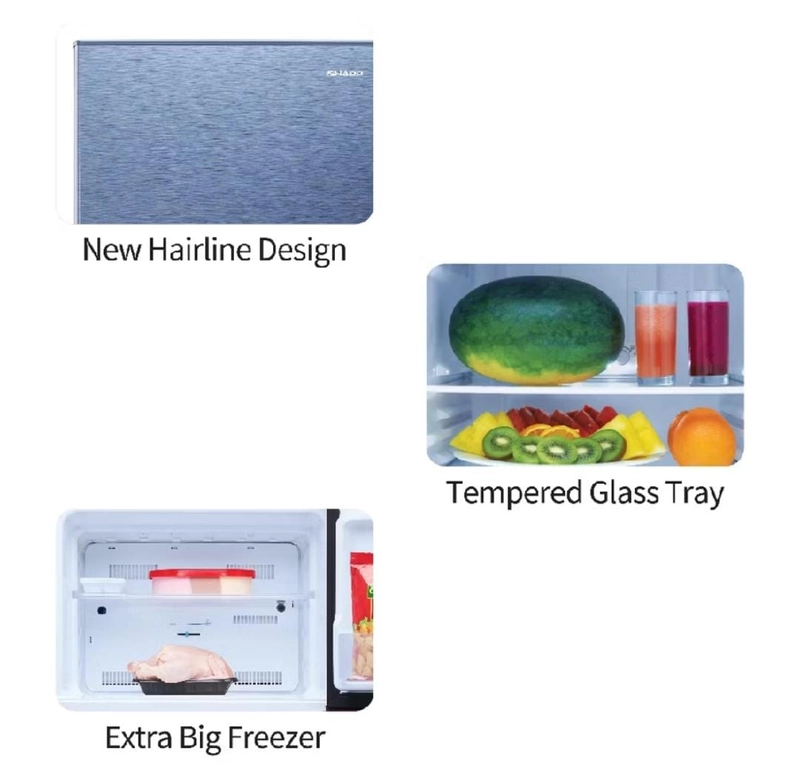 Product image Rizki Electronics - SHARP - KULKAS 2 PINTU SMALL (172L) - SJ-195MD-SG2 SHINE SERIES GREY/RED