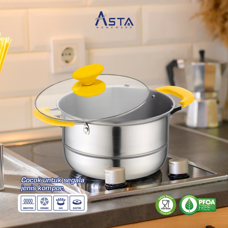Product image Asta Homeware Official - Asta Panci Set Classic Pots Panci Susun 4 Stainless Steel Warna Hijau