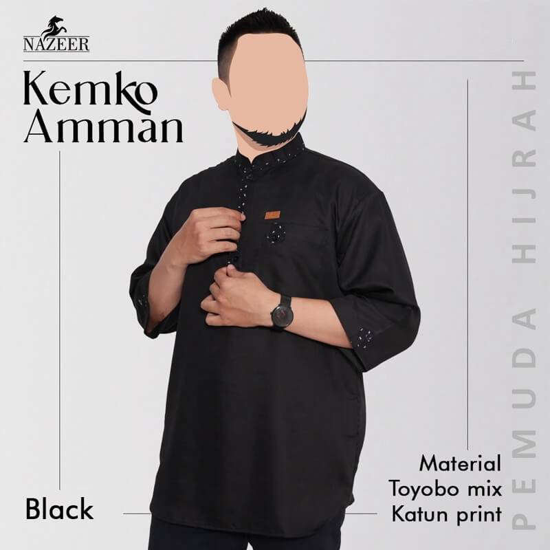 Product image Nazeer - Kemeja Koko Kemko Amman M Black