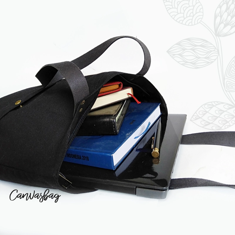 Product image Dewani - Dewani Totebag Canvas Hitam BDG H01 Tas Kanvas Seri Bandung 40x36x5 hitam