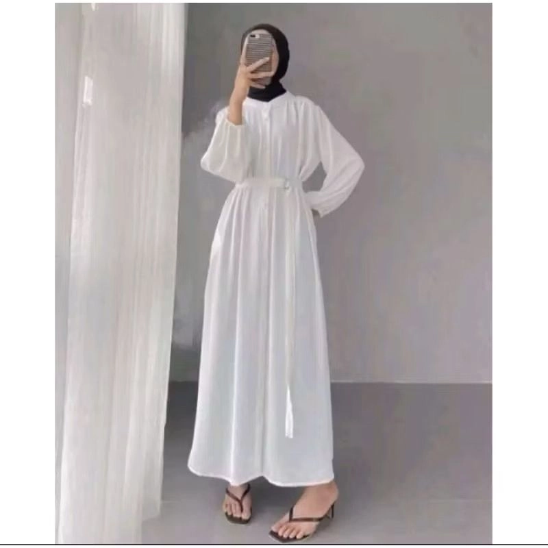 Product image MEQA DAILY - MEGA DAILY - Loca Dress Gamis Full Kancing All Size Putih