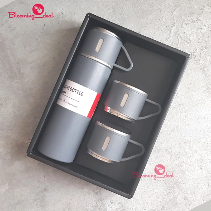 Product image BloomingDeal Termos Vacuum Flask Gift Set Hampers 500ml / Termos Cangkir Set SD1103 ABU