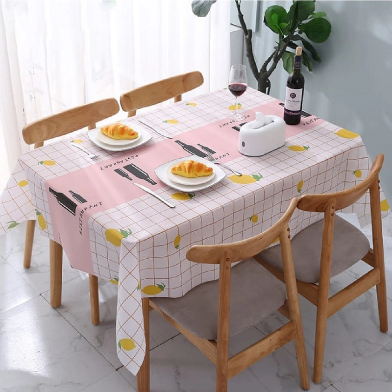 Product image Wars - Y2015 Taplak Meja Anti Air Bahan Peva 137 x 180 CM Putih Pink Lemon