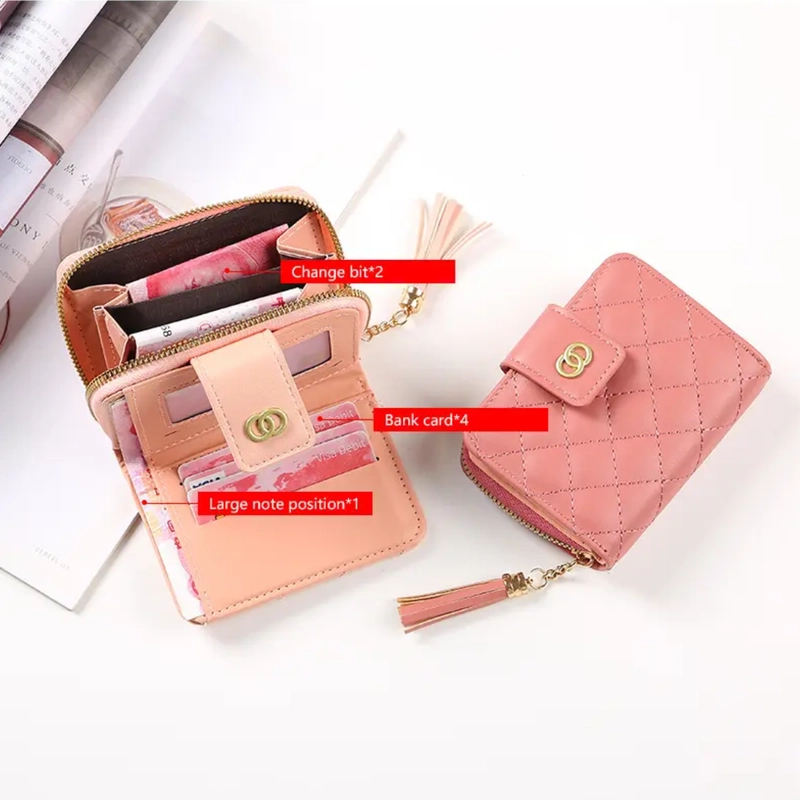 Product image KAHASIL - Dompet Lipat Wanita Pendek Bahan Kulit PU Leather KHDP63 all variant Pink